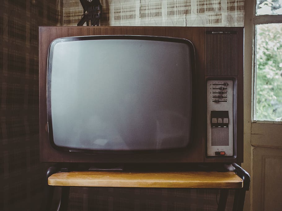 vintage brown and gray CRT TV, television, oldschool, television set, HD wallpaper