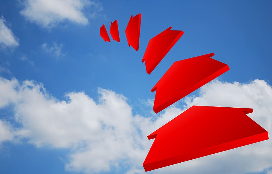 air, arrow, chart, clouds, depth, direction, distance, dotted HD wallpaper