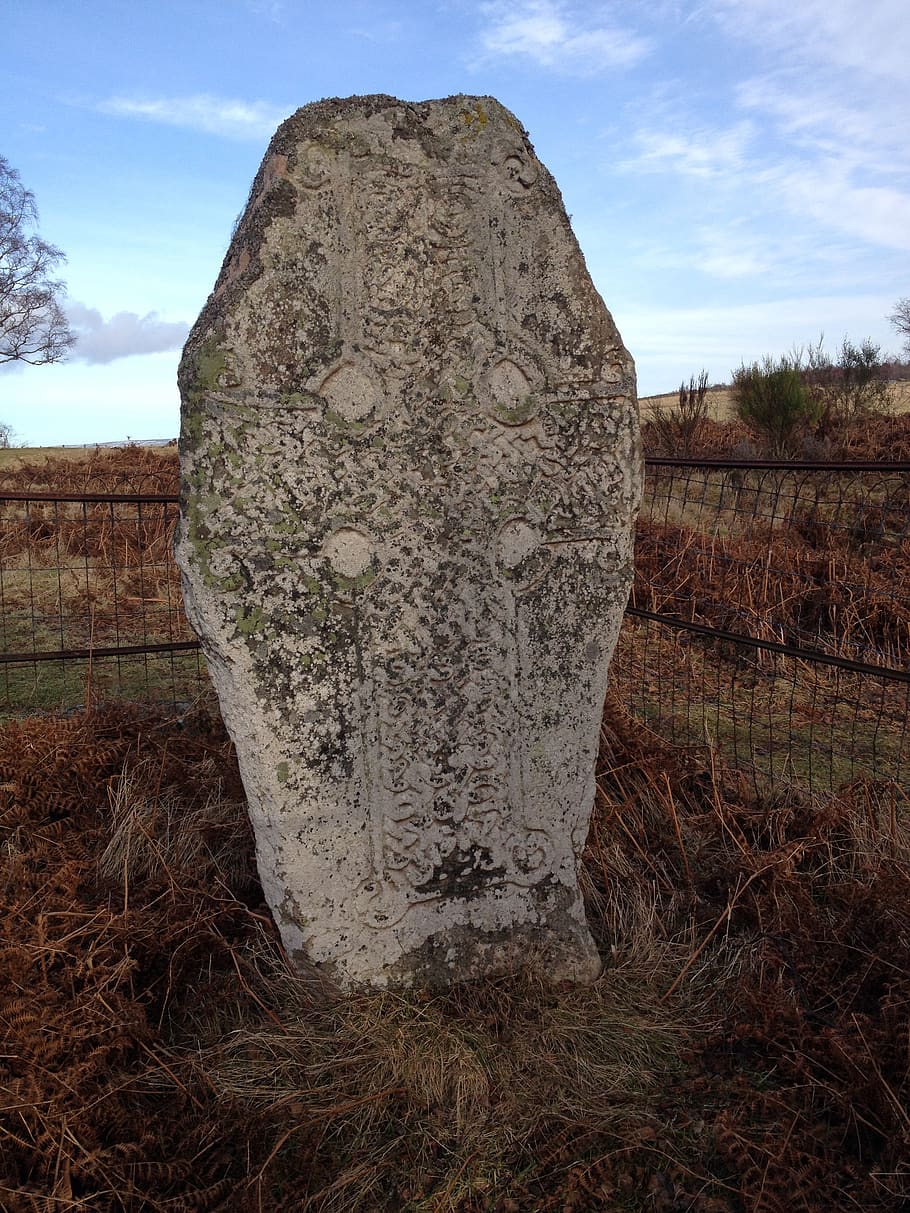 standing stone, celtic, cross, sky, plant, art and craft, nature HD wallpaper
