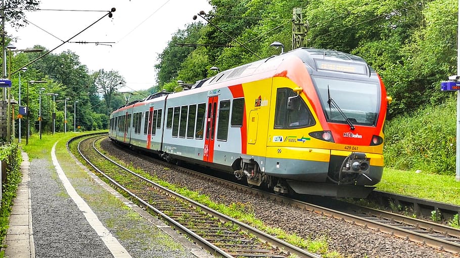 transport system, train, railway, mode of transportation, railroad track HD wallpaper
