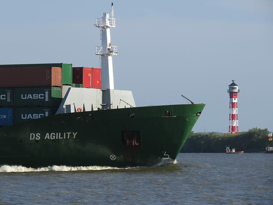 Ship, Container, Elbe, Seafaring, Port, shipping, freighter HD wallpaper