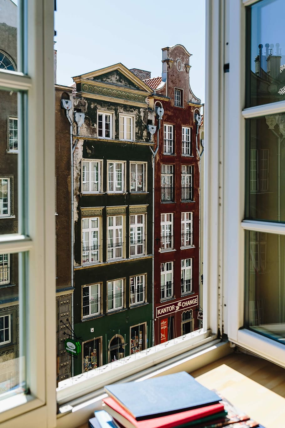 View out window, buildings, tenement house, outdoors, Gdansk