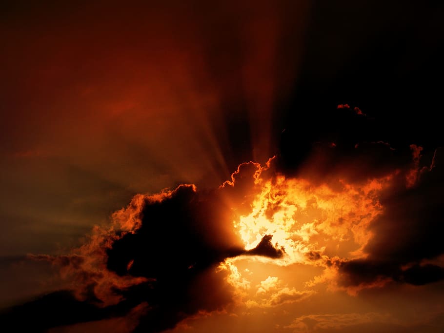 cloud formation during sunset, fire, in the evening, cloud - sky HD wallpaper