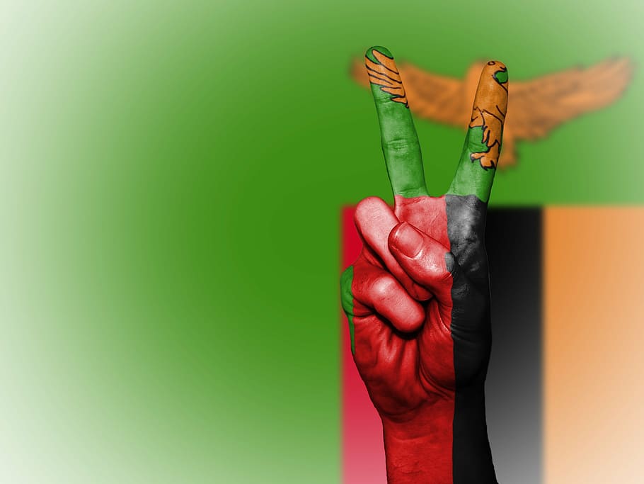 zambia, peace, hand, nation, background, banner, colors, country, HD wallpaper