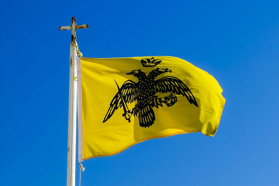 byzantium, empire, flag, emblem, symbol, two-headed eagle, banner, HD wallpaper