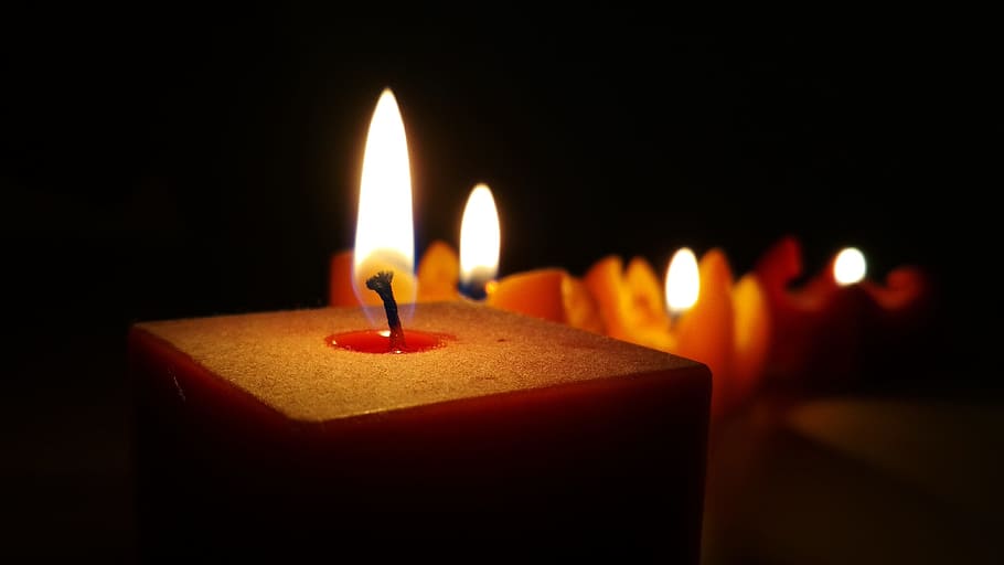 lighted red candles, flame, candlelight, wax, burns, christmas light HD wallpaper