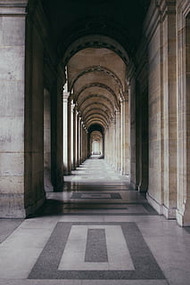 empty brown hallway, architecture, building, infrastructure HD wallpaper