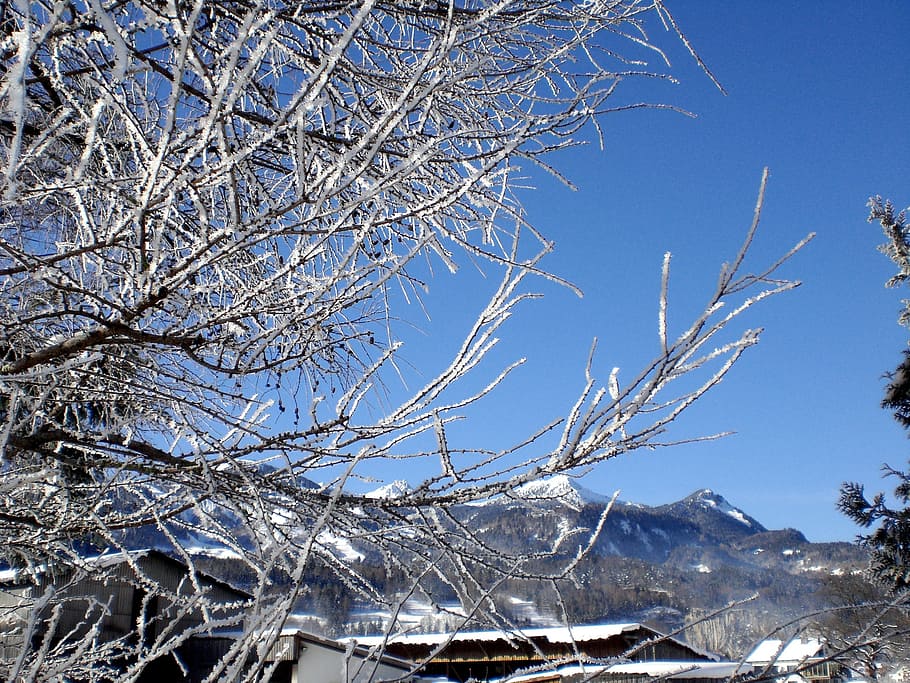 winter, wintry, snow, mountains, snowy, village scene winter HD wallpaper