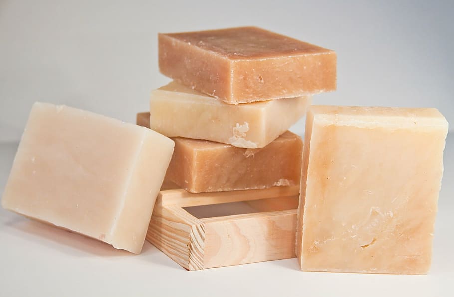 brown soap lot, laeh, shea, hand made, food, cheese, slice HD wallpaper