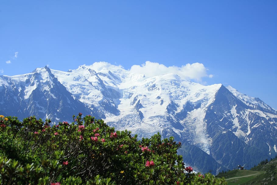 mountain, chamonix, landscape, snow, alps, hiking, nature, spring hike HD wallpaper