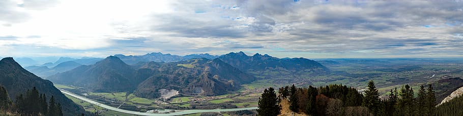 mountain, alpine, panorama, bavaria, heuberg, nature, sky, clouds HD wallpaper