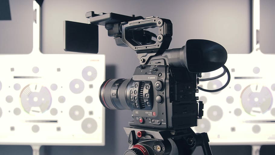 black video camera with stand, black video camera, tech, equipment HD wallpaper