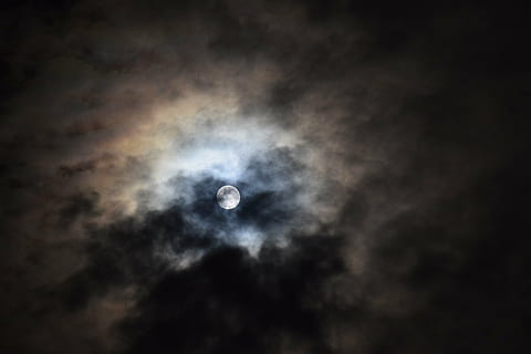 full moon covered with clounds, luna, celestial, night, sky HD wallpaper