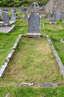 gray concrete tomb, open grave, graveyard, death, cemetery HD wallpaper