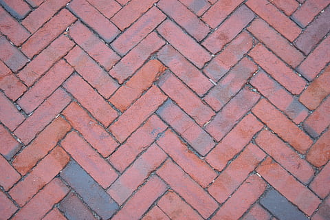 brick, herringbone, pattern, brickwork, sidewalk, path, paving HD wallpaper