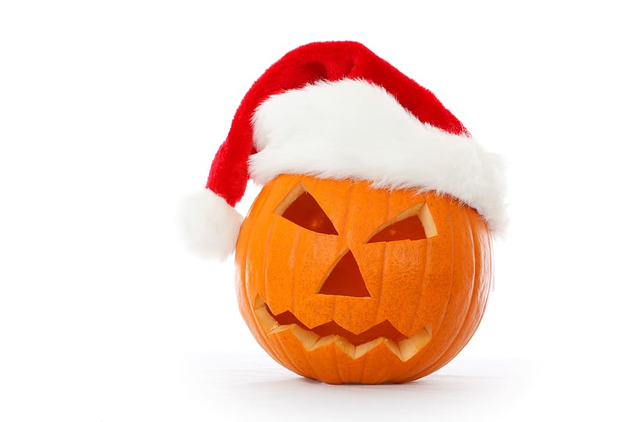 jack-o'-lantern, Autumn, Carved, Christmas, Santa, Claus, face HD wallpaper