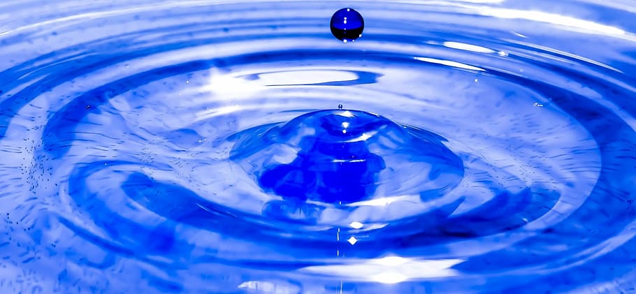 water drop on liquid, drop of water, drip, close, macro, wave, HD wallpaper