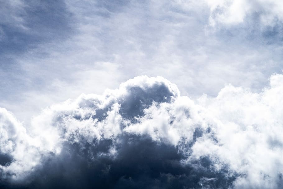 clouds formation, white and blue clouds, dark sky, cloudy, cloudscape HD wallpaper