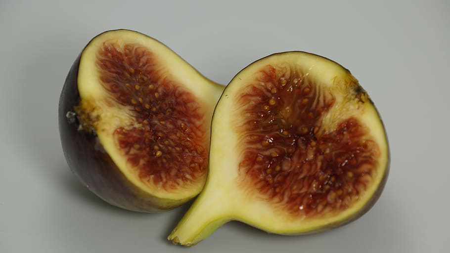 fig, fruit, cut, half, halves, sweet, food, healthy, healthy eating HD wallpaper