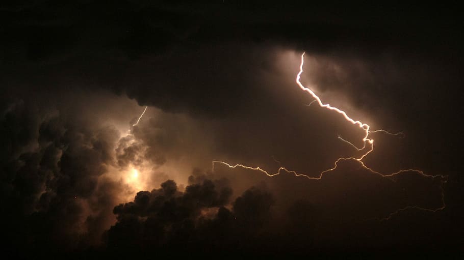 photograph of lighting, storm, lightning storm, thunder, night sky HD wallpaper