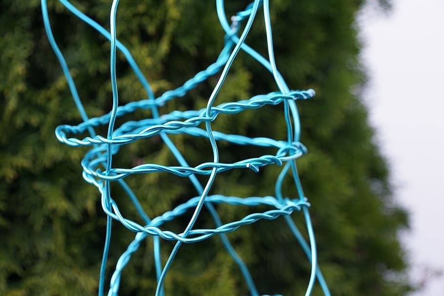 Wire, Turn, Twisted, blue, art, no people, close-up, sport HD wallpaper
