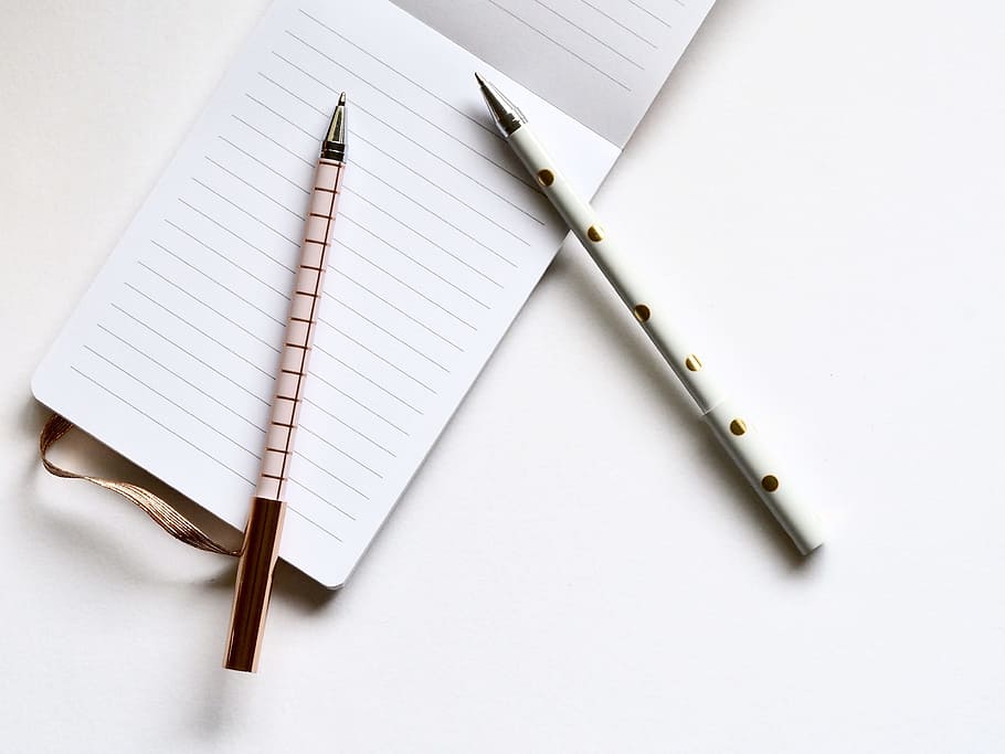 two ballpoints pen on top of black-line paper, document, composition HD wallpaper