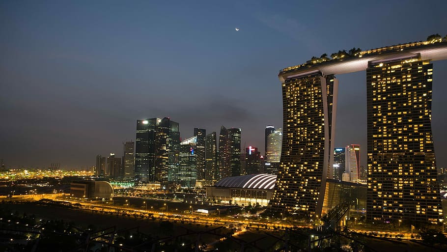 Marina Bay Sands Singapore, night, cityscape, urban Skyline, skyscraper HD wallpaper
