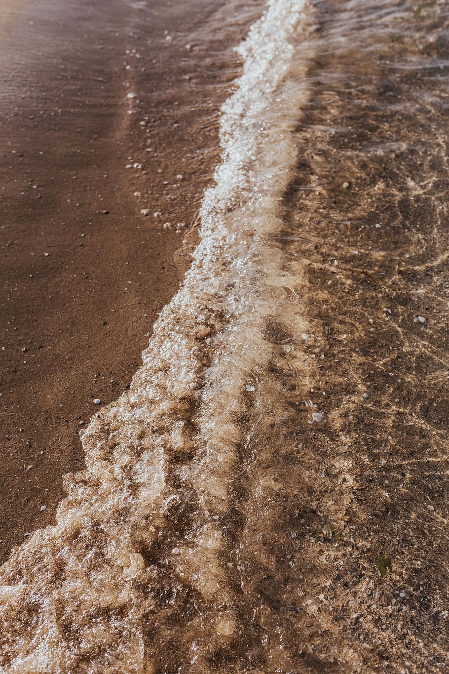 Soft wave of the sea on the sandy beach, ocean, water, waterscape HD wallpaper
