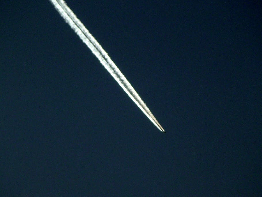 plane, contrails, streaks, sky, airplane, aircraft, aviation HD wallpaper