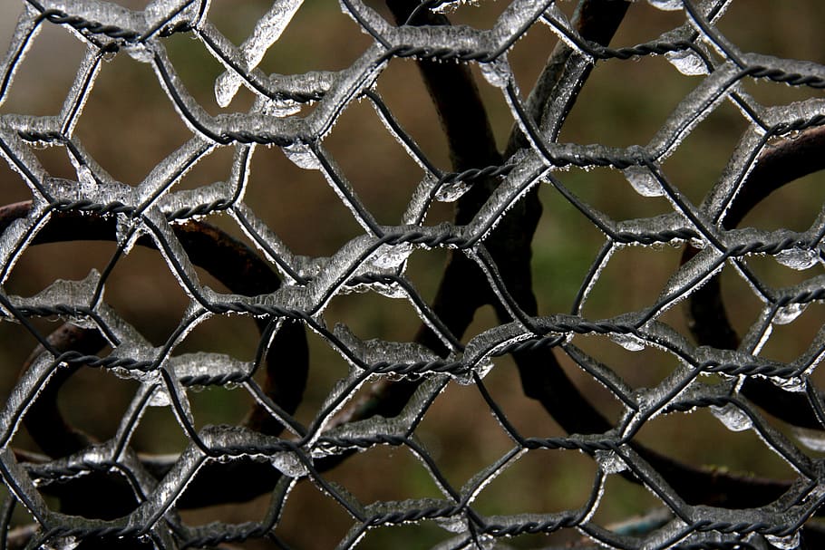 fence, ice, winter, drop, light, pattern, close-up, backgrounds HD wallpaper