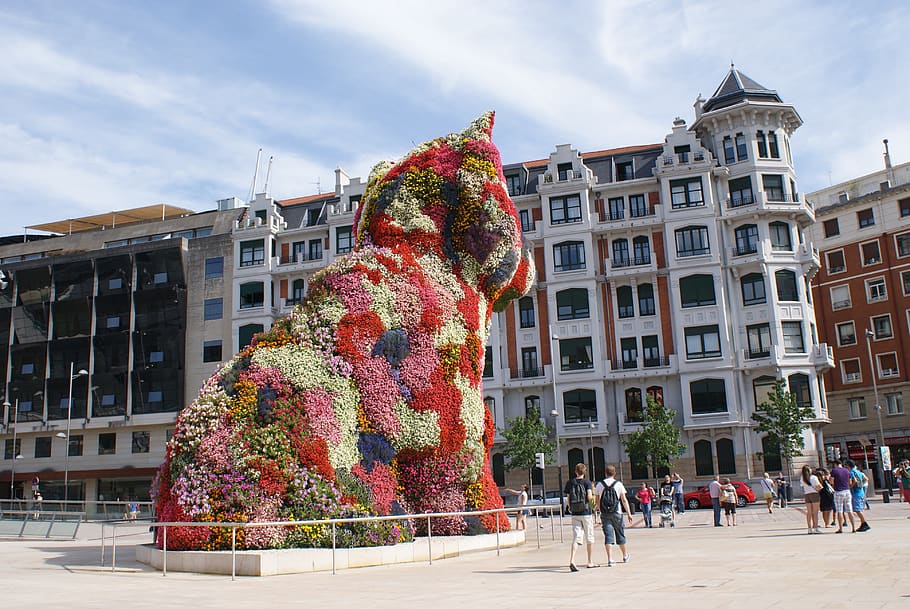 bilbao, sculpture, euskadi, sky, museum, vizcaya, guggenheim, HD wallpaper