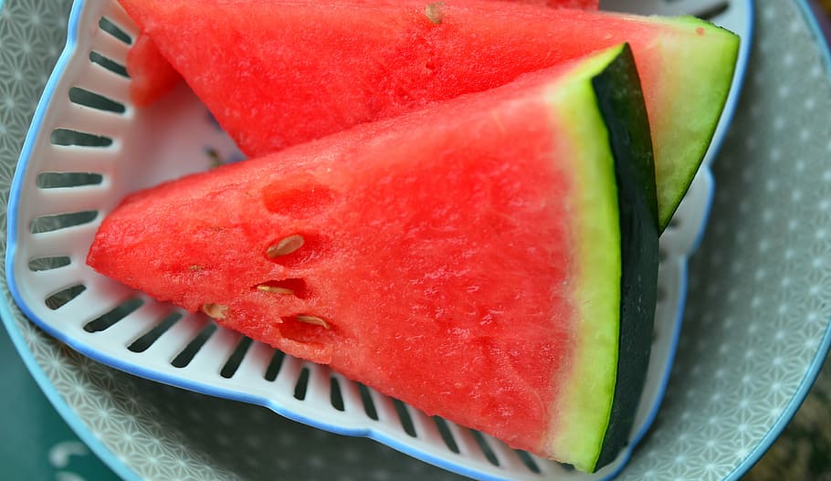 slices of watermelon, fruit, red, pulp, juicy, refreshment HD wallpaper