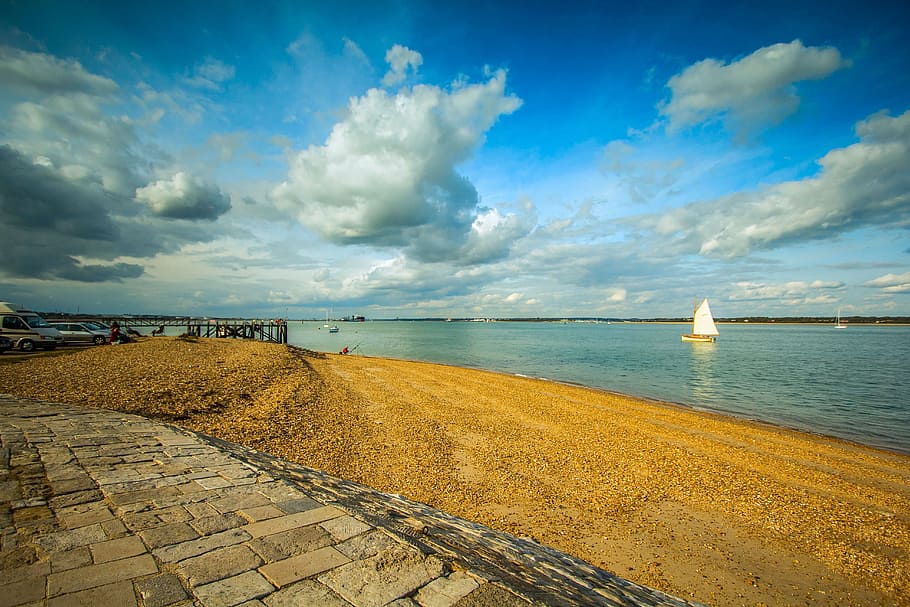 port, england, ship, sea, water, sky, cloud - sky, beach, scenics - nature HD wallpaper