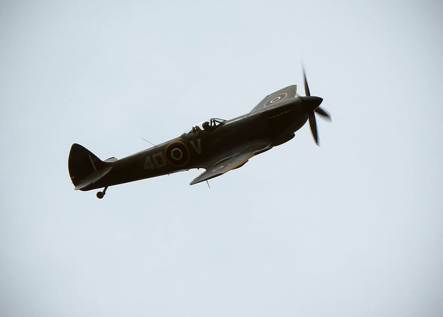 black and gray fighting plane, spitfire, av, fighter, airplane HD wallpaper