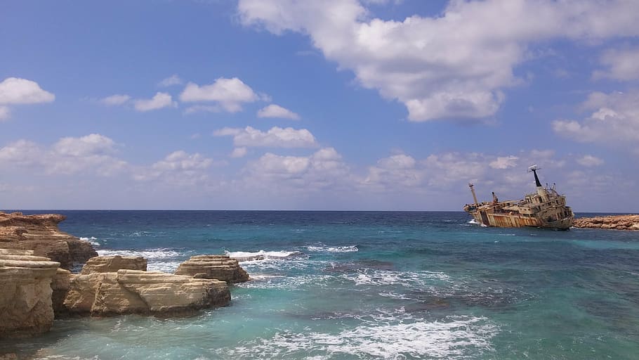 shipwreck, rust, rusted, abandoned, boat, vessel, sea, water HD wallpaper