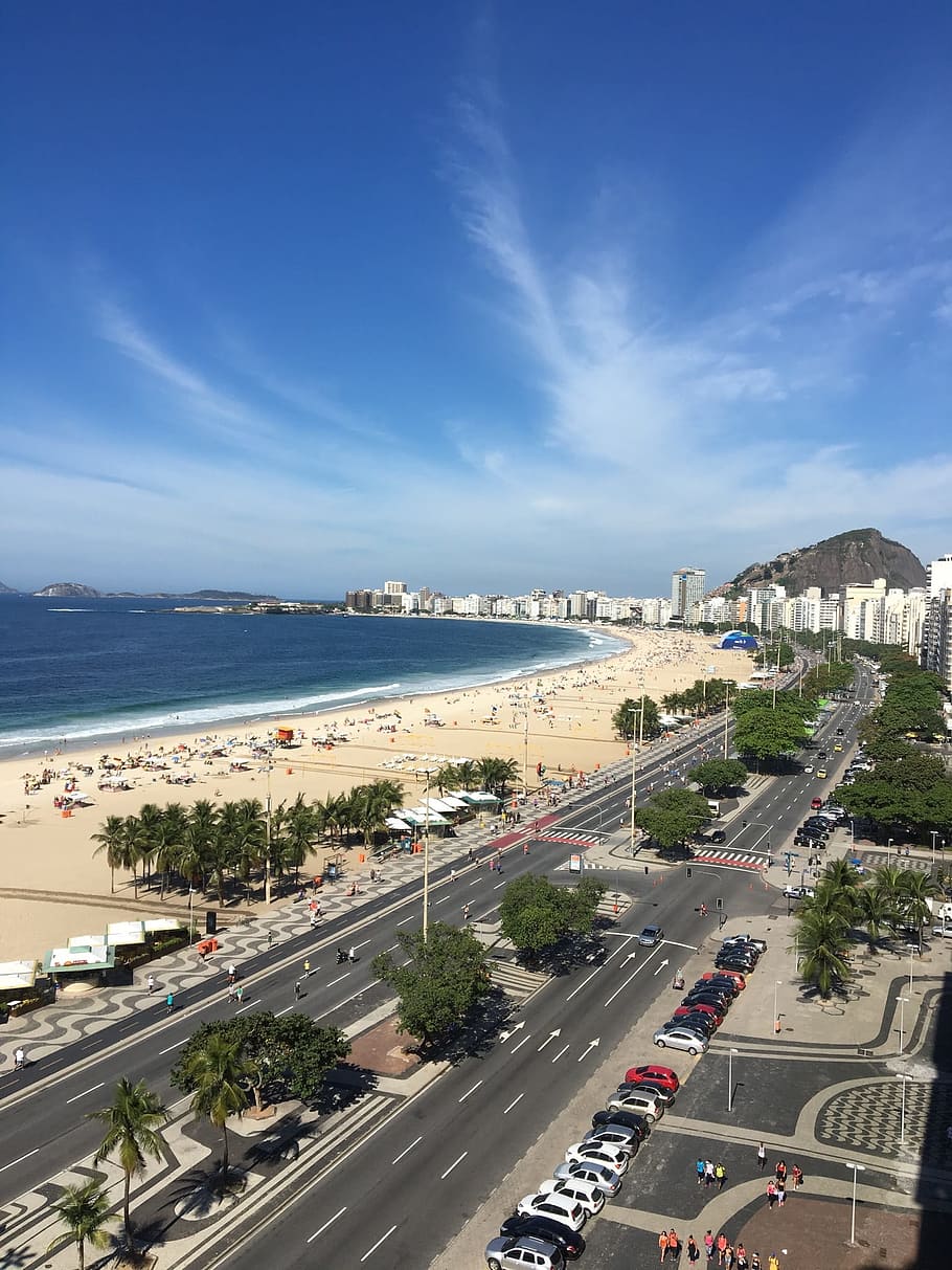 Rio De Janeiro, Beach, Landscape, city, high angle view, car HD wallpaper