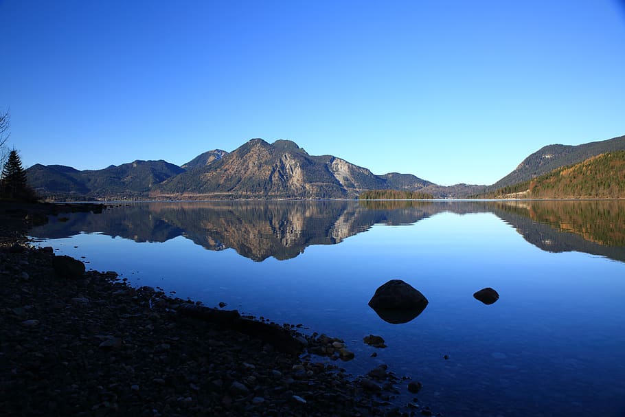 mountains, nature, landscape, water, reflection, lake, sky HD wallpaper