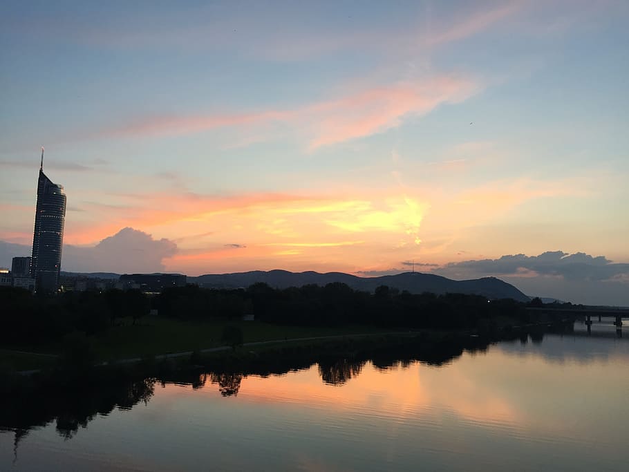 river, sunset, sky, water, landscape, travel, reflection, evening HD wallpaper