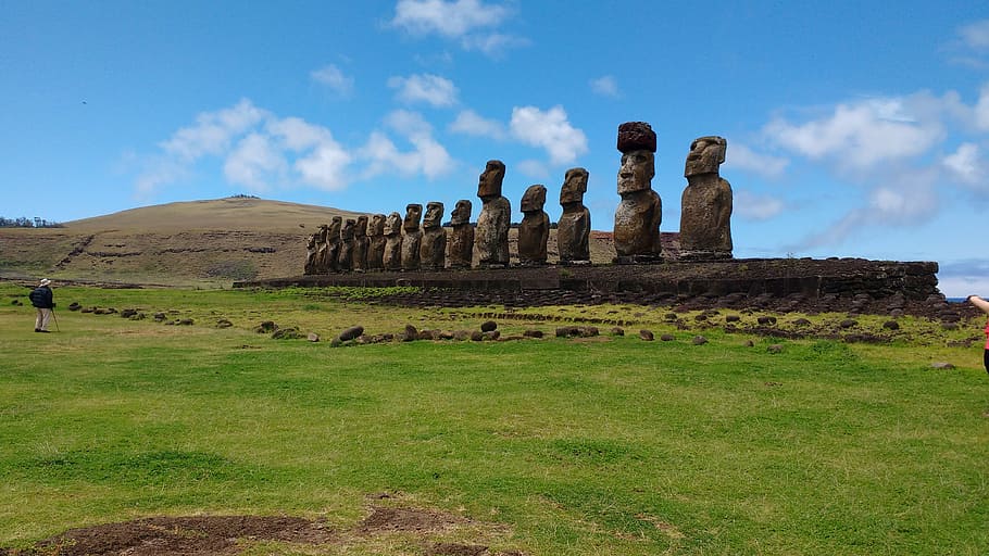 Moai Statues, easter, island, chile, rapa, nui, south, tourism HD wallpaper