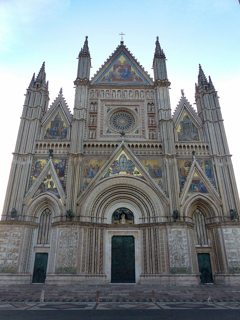 orvieto, duomo, architecture, dome, italy, church, morning HD wallpaper