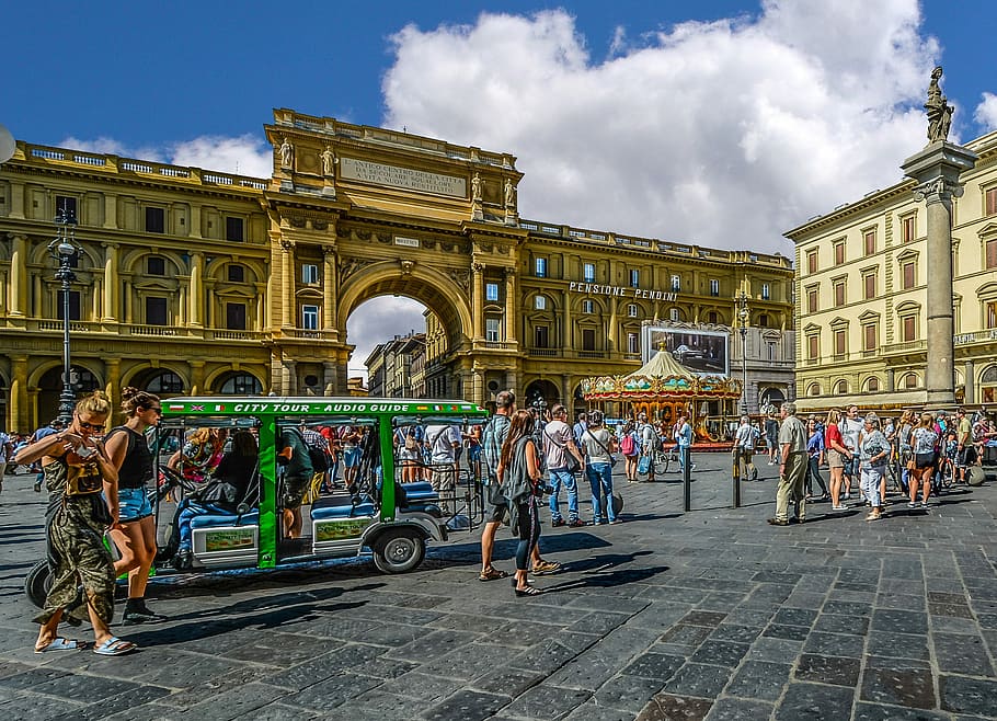 Florence, Bus, Tourist, Tourism, Italy, italian, sky, cloud, HD wallpaper