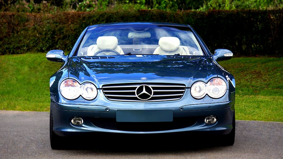 gray Mercedes-Benz convertible car, blue, class, classic car HD wallpaper