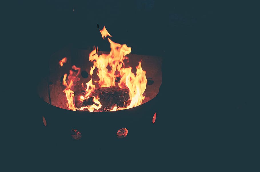 yellow fire in barrel, photography, grill, flames, cook, roast HD wallpaper