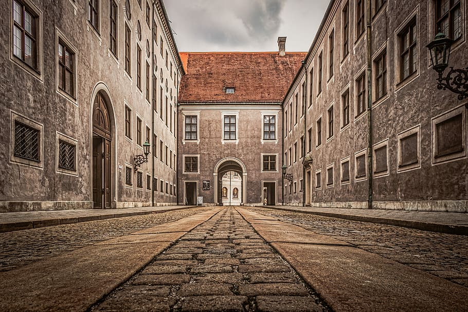 black street light, munich, architecture, old, city, travel HD wallpaper