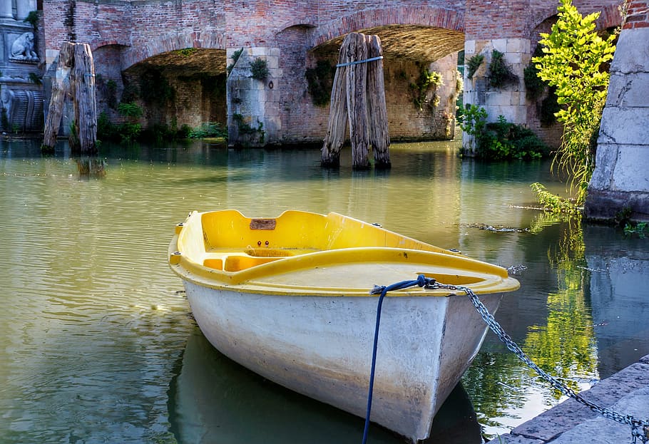 boat, river, bridge, verona, italy, water, nautical vessel HD wallpaper