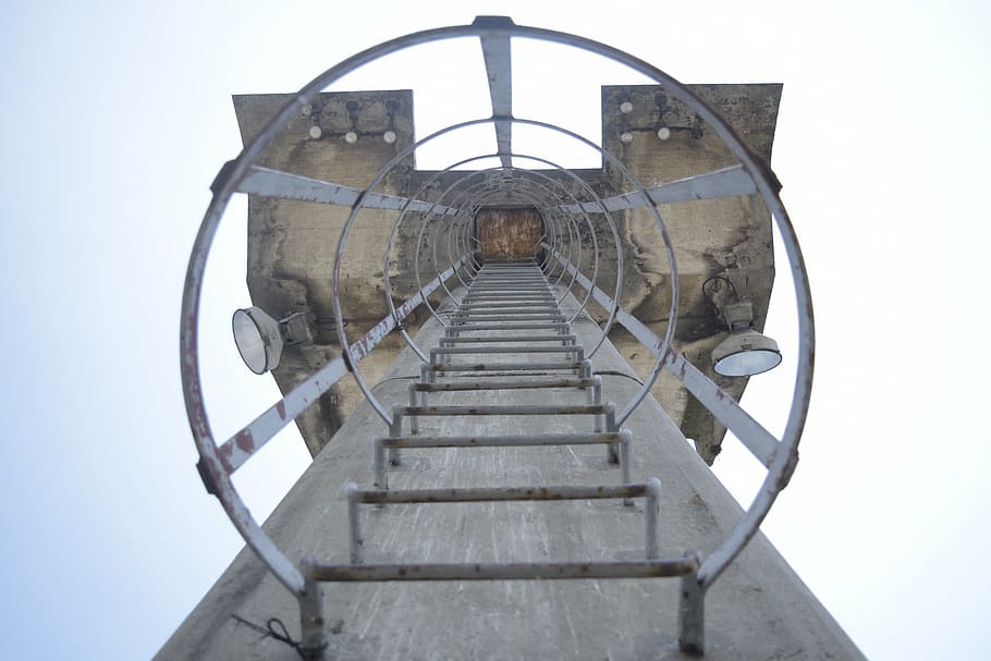 tower, architecture, high, perspective, staircase, steps, wood - Material HD wallpaper