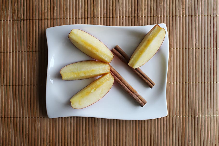 fruit, cinnamon, apple, apple slices, apple wedges, food and drink HD wallpaper