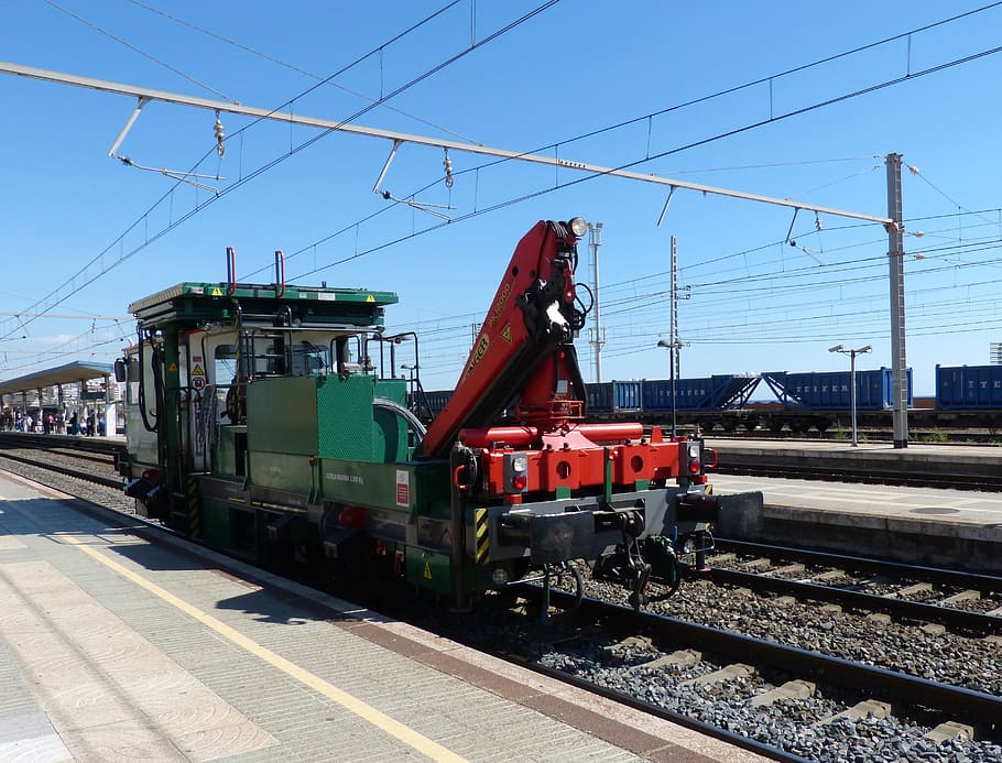 Train, Railway, Crane, Rails, Locomotive, railroad track, transportation HD wallpaper