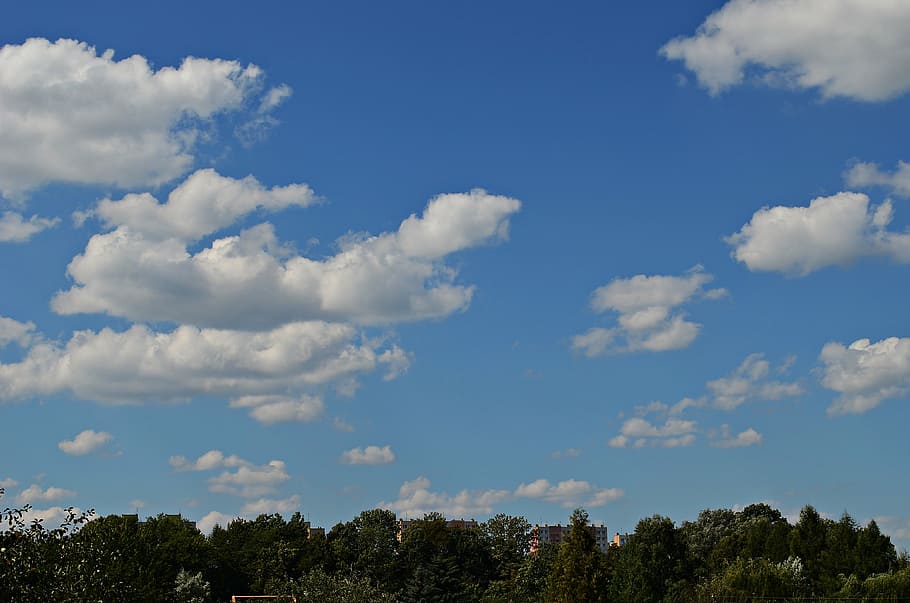 sky, clouds, blue, cloud cover, blue sky, nature, view, glomerulus HD wallpaper