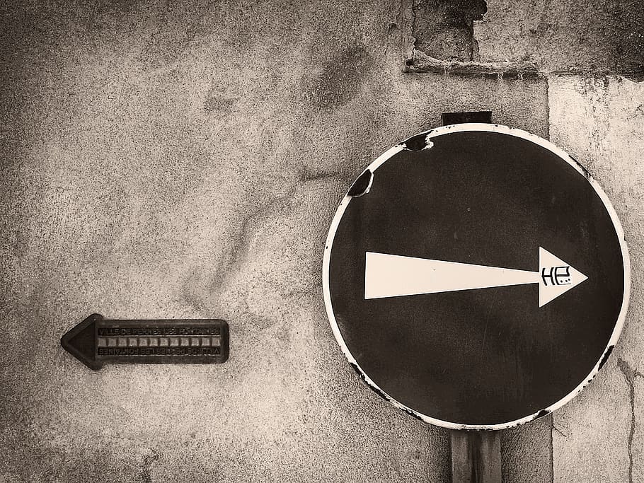 Black White, Direction, direction indicator, wall, texture HD wallpaper